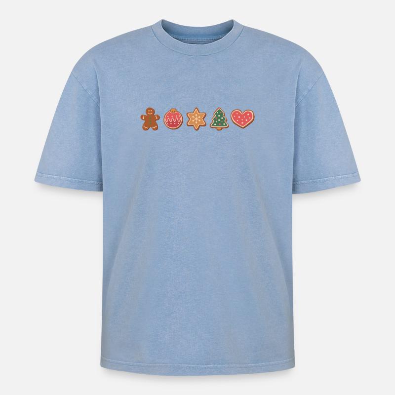 Biscuits et biscuits pour Noël - T-shirt Premium unisexe oversize acid-washed - bleu délavé acide