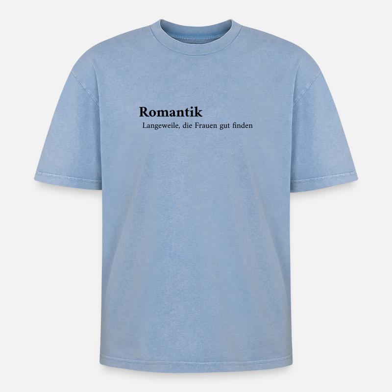 Romantik Definition - Oversized Unisex Premium Acid-Washed T-Shirt - Blau Acid Wash