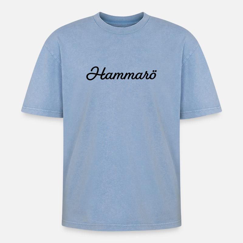 Hammarö schwarz - Oversized Unisex Premium Acid-Washed T-Shirt - Blau Acid Wash