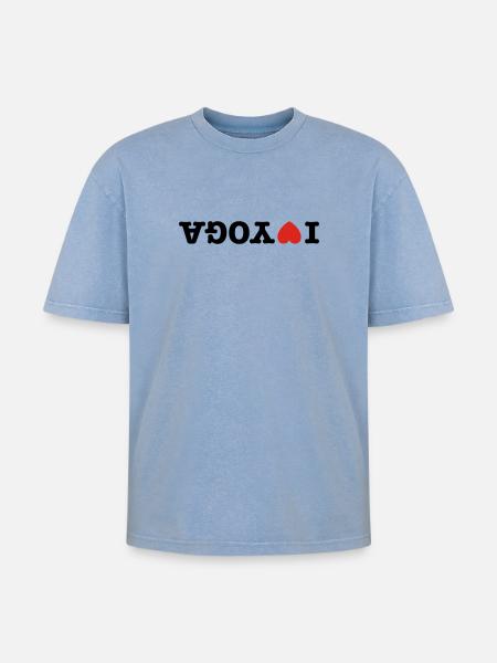 I love yoga - Oversized Unisex Premium Acid-Washed T-Shirt - acid washed blue