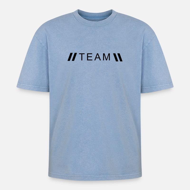 Style Team - Oversized Unisex Premium Acid-Washed T-Shirt - Blau Acid Wash