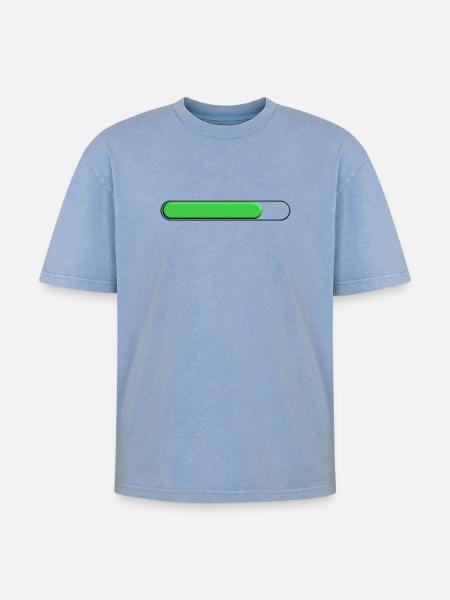 Average gauge Green (three quarters) - Oversized Unisex Premium Acid-Washed T-Shirt - acid washed blue