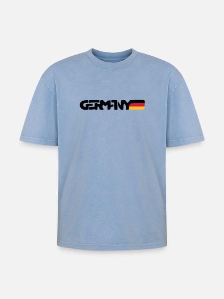 Germany - Oversized Unisex Premium Acid-Washed T-Shirt - Blau Acid Wash