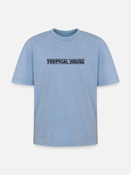 Maison tropicale - T-shirt Premium unisexe oversize acid-washed - bleu délavé acide