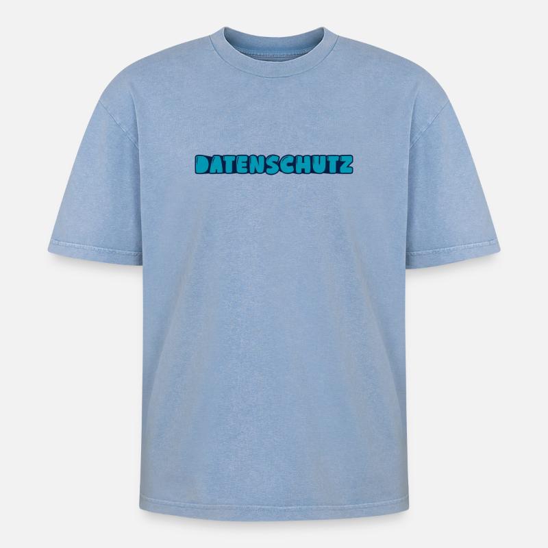 Datenschutz - Oversized Unisex Premium Acid-Washed T-Shirt - Blau Acid Wash