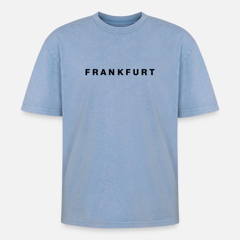 FRANKFURT - Oversized Unisex Premium Acid-Washed T-Shirt - Blau Acid Wash