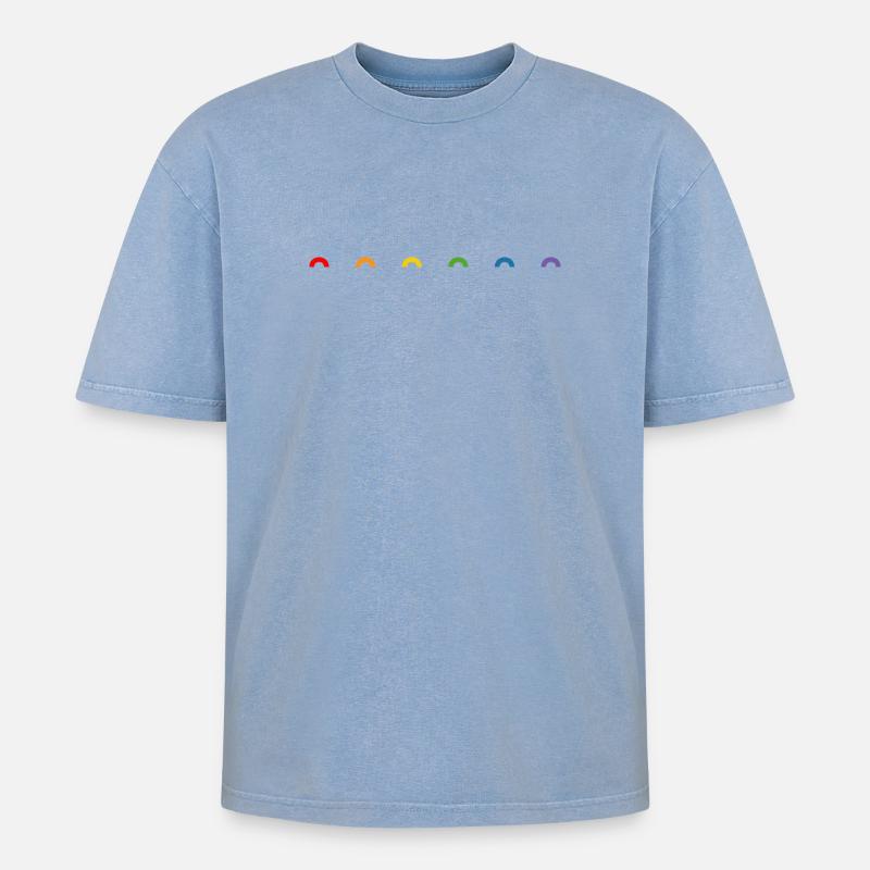 🌈❤️Regenbogen rainbow🏳️‍🌈 - Oversized Unisex Premium Acid-Washed T-Shirt - Blau Acid Wash