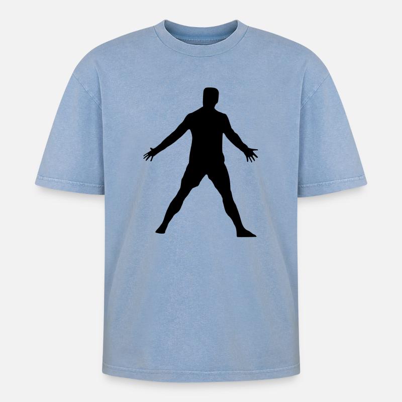 Cristiano pose - T-shirt Premium unisexe oversize acid-washed - bleu délavé acide