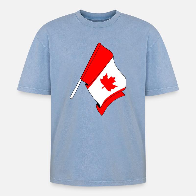 Drapeau du Canada - T-shirt Premium unisexe oversize acid-washed - bleu délavé acide