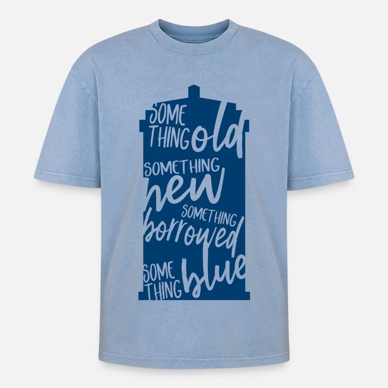 Something Old - Oversized Unisex Premium Acid-Washed T-Shirt - Blau Acid Wash