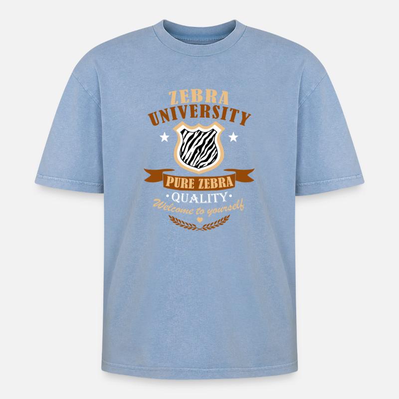 Zebra Diploma - Oversized Unisex Premium Acid-Washed T-Shirt - acid washed blue