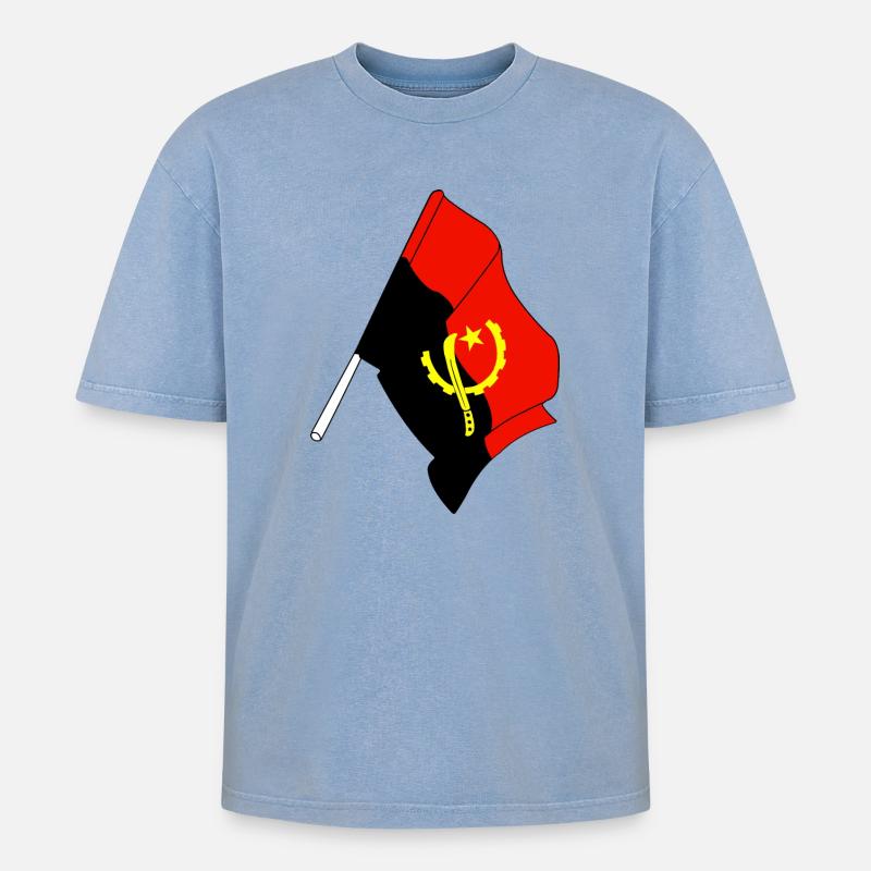 Drapeau de l’Angola - T-shirt Premium unisexe oversize acid-washed - bleu délavé acide