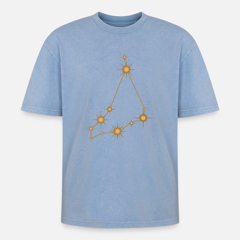 Sternbild Steinbock Sternzeichen Sternzeichen - Oversized Unisex Premium Acid-Washed T-Shirt - Blau Acid Wash