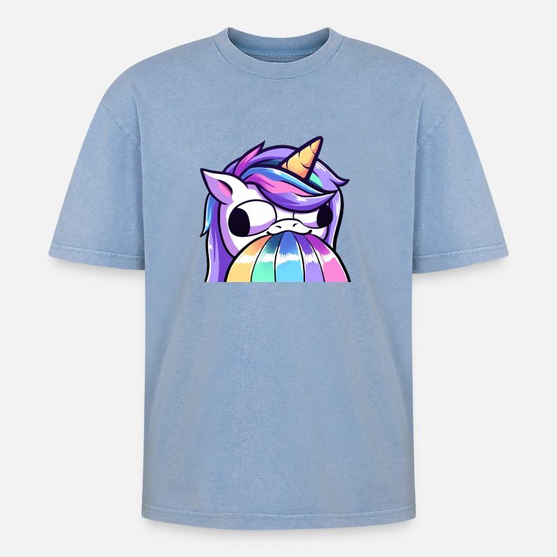 Lya derp - Oversized Unisex Premium Acid-Washed T-Shirt - Blau Acid Wash