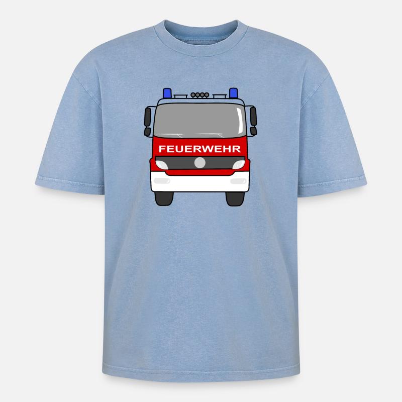 Fire Engine - T-shirt Premium unisexe oversize acid-washed - bleu délavé acide