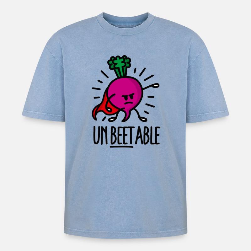 Unbeetable / unbeatable beet betterave imbattable - T-shirt Premium unisexe oversize acid-washed - bleu délavé acide