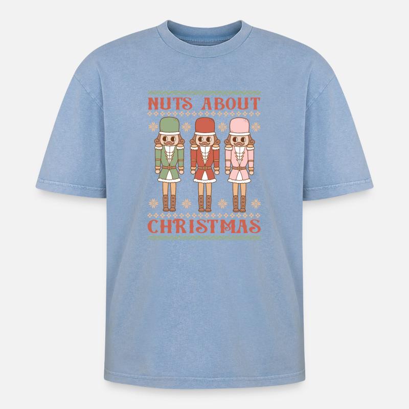 Hässlicher Weihnachtspullover - Oversized Unisex Premium Acid-Washed T-Shirt - Blau Acid Wash