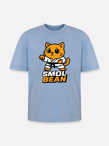 Katzenkämpfer im Dojo - Oversized Unisex Premium Acid-Washed T-Shirt - Blau Acid Wash