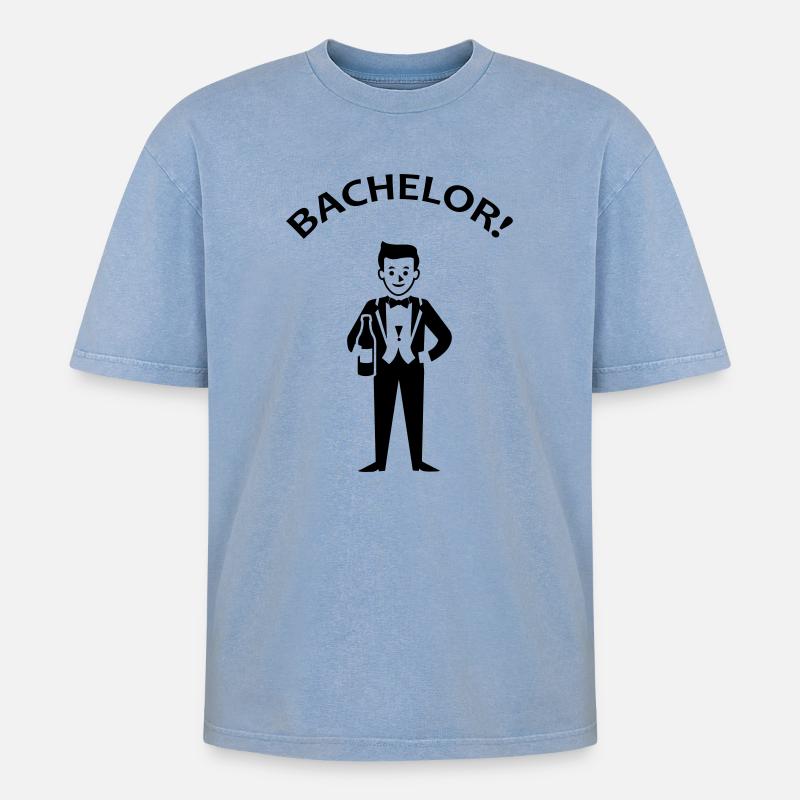 Bachelor Junggeselle - Oversized Unisex Premium Acid-Washed T-Shirt - Blau Acid Wash