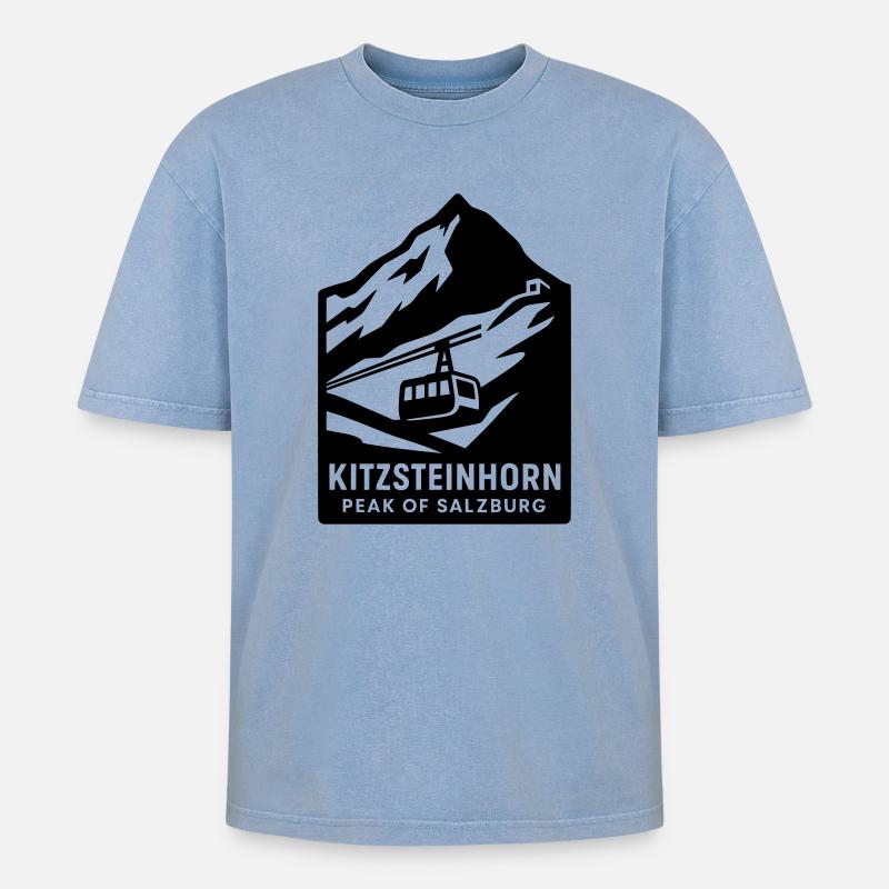 kitzsteinhorn alpen - Oversized Unisex Premium Acid-Washed T-Shirt - Blau Acid Wash