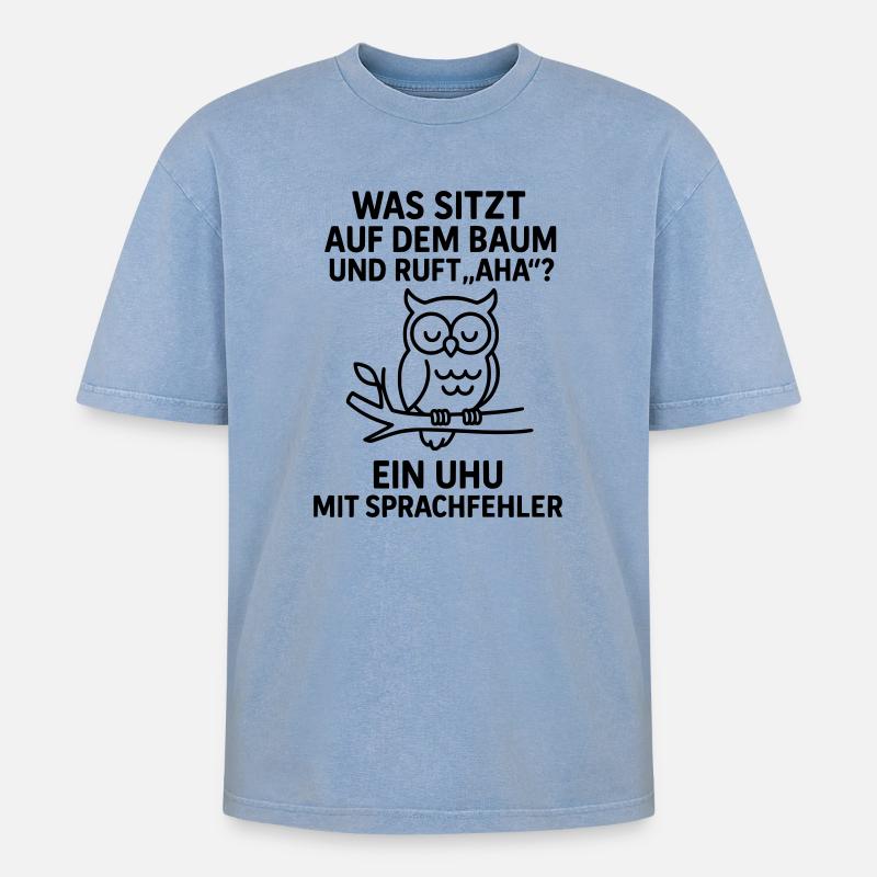 uhu sprachfehler witz - Oversized Unisex Premium Acid-Washed T-Shirt - Blau Acid Wash