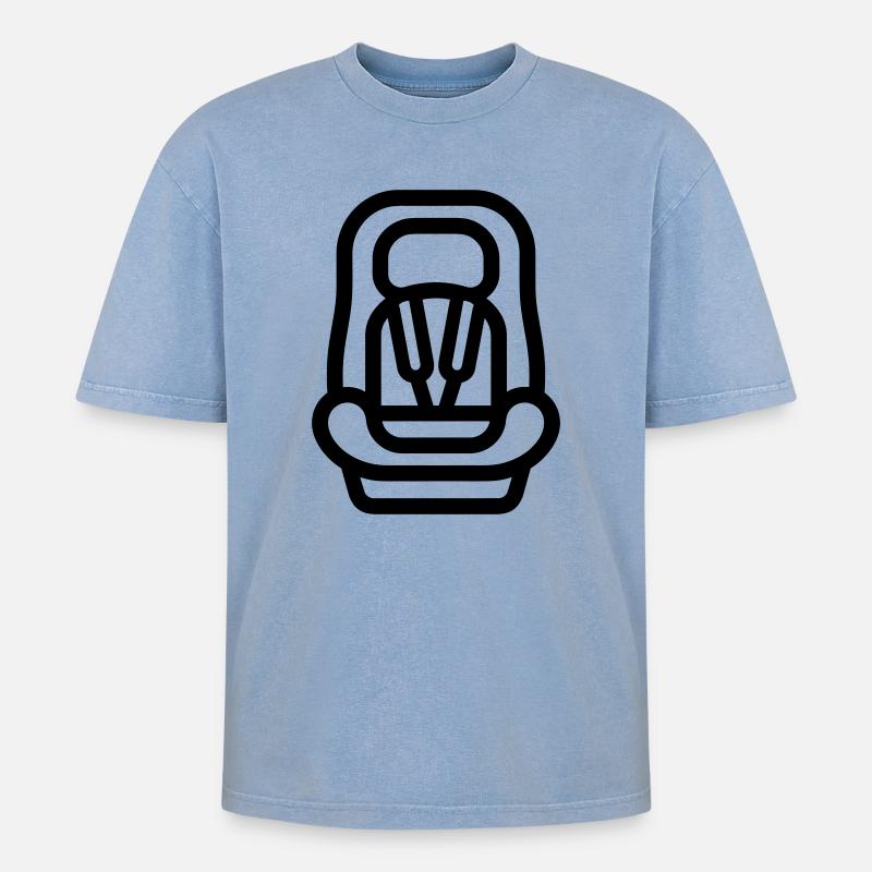 Kindersitz - Oversized Unisex Premium Acid-Washed T-Shirt - Blau Acid Wash
