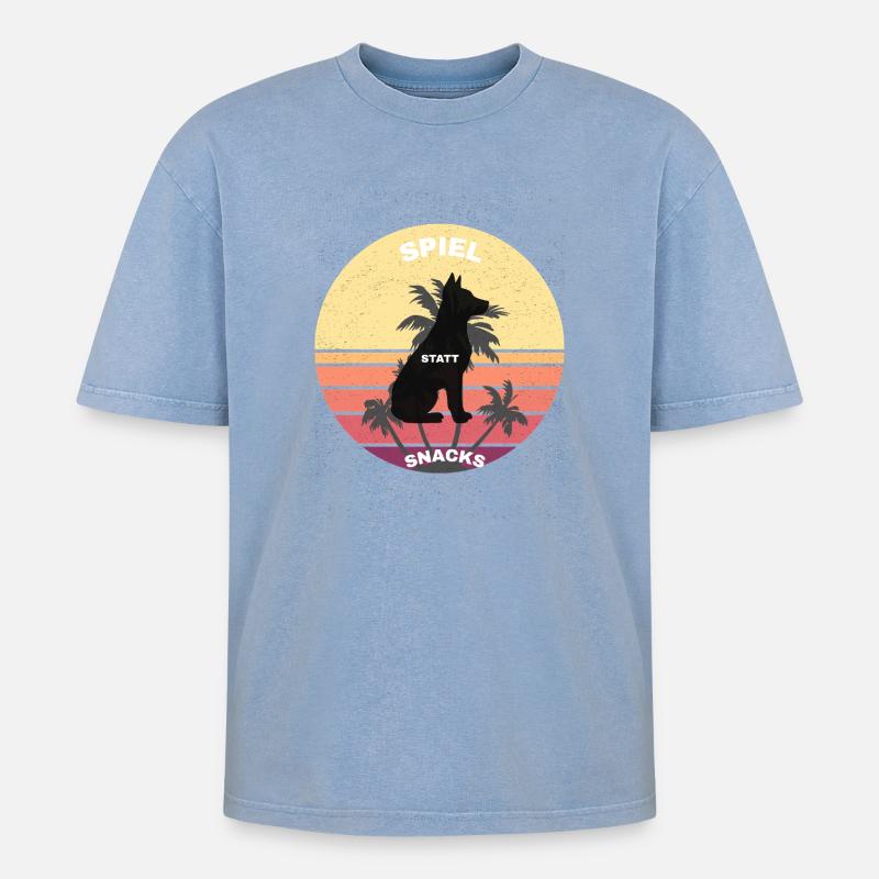 Retro - Oversized Unisex Premium Acid-Washed T-Shirt - Blau Acid Wash