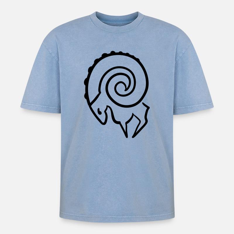 Aries - T-shirt Premium unisexe oversize acid-washed - bleu délavé acide