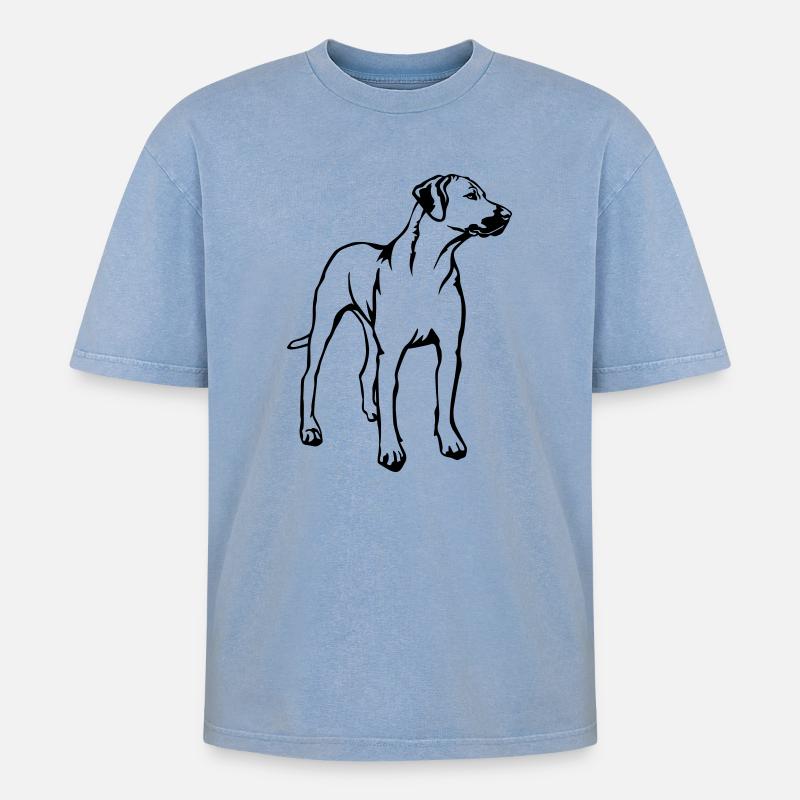 Rhodesian Ridgeback - Oversized Unisex Premium Acid-Washed T-Shirt - Blau Acid Wash