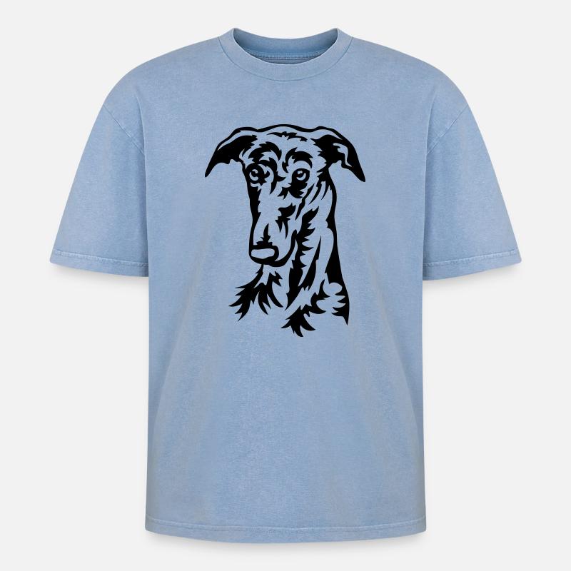 Galgo Kopf - Oversized Unisex Premium Acid-Washed T-Shirt - Blau Acid Wash