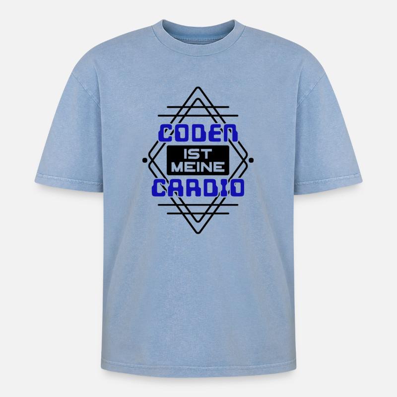 Softwareentwickler Developer Cooler Spruch Coden - Oversized Unisex Premium Acid-Washed T-Shirt - Blau Acid Wash