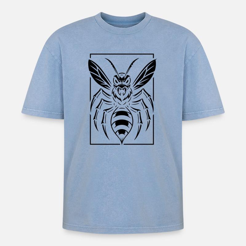 Stylized wasp - Oversized Unisex Premium Acid-Washed T-Shirt - acid washed blue
