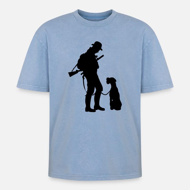 Jäger - Oversized Unisex Premium Acid-Washed T-Shirt - Blau Acid Wash