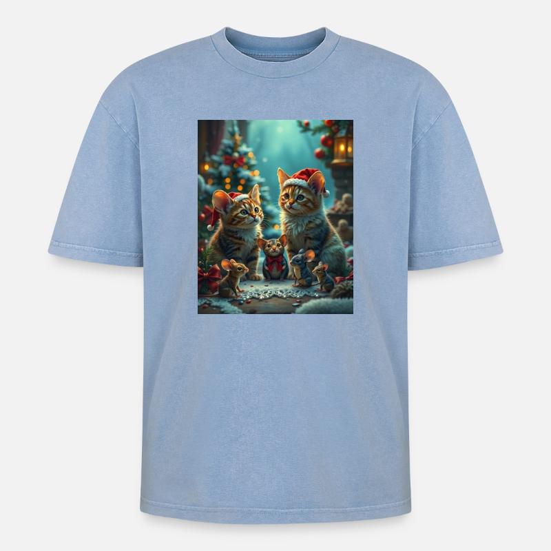 Didimaus - T-shirt Premium unisexe oversize acid-washed - bleu délavé acide