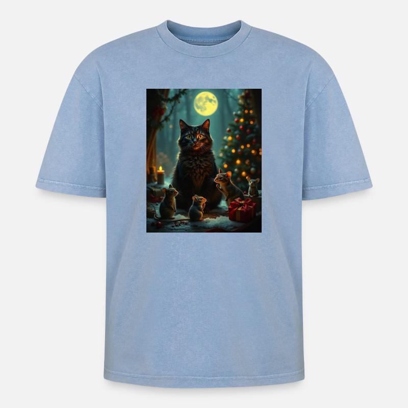 Didimaus - Oversized Unisex Premium Acid-Washed T-Shirt - Blau Acid Wash
