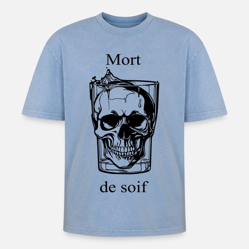 Schädel – Tod des Durstes - Oversized Unisex Premium Acid-Washed T-Shirt - Blau Acid Wash