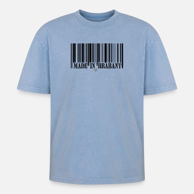 BARCODE Hergestellt in Brabant - Oversized Unisex Premium Acid-Washed T-Shirt - Blau Acid Wash