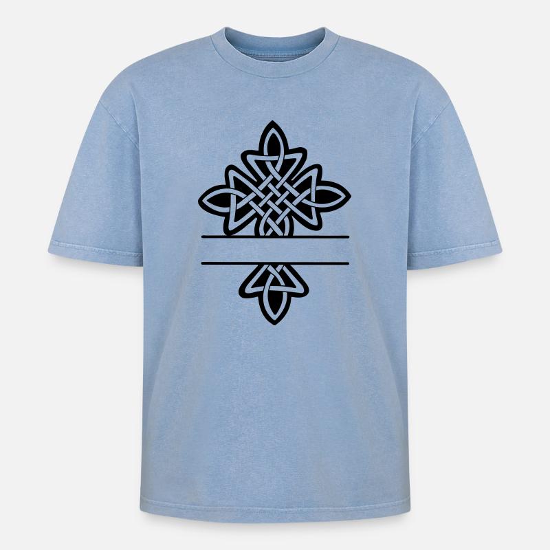 Celtic cross monogram - Oversized Unisex Premium Acid-Washed T-Shirt - acid washed blue