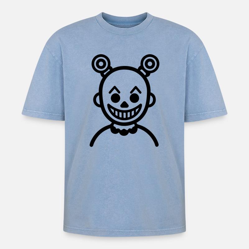 Clown Comic - Oversized Unisex Premium Acid-Washed T-Shirt - Blau Acid Wash