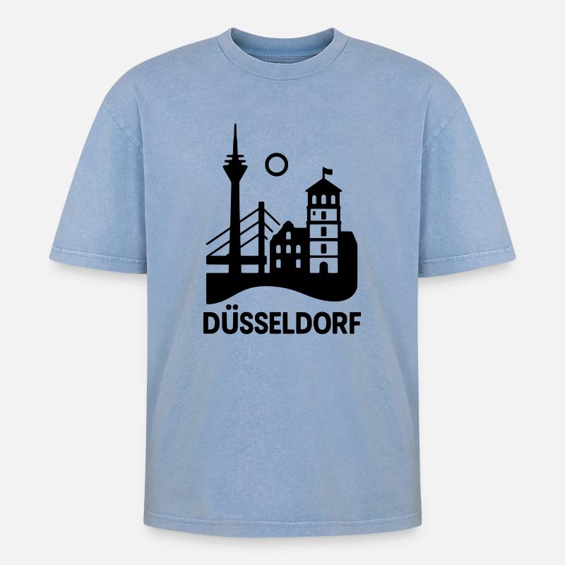Silhouette de Düsseldorf - T-shirt Premium unisexe oversize acid-washed - bleu délavé acide