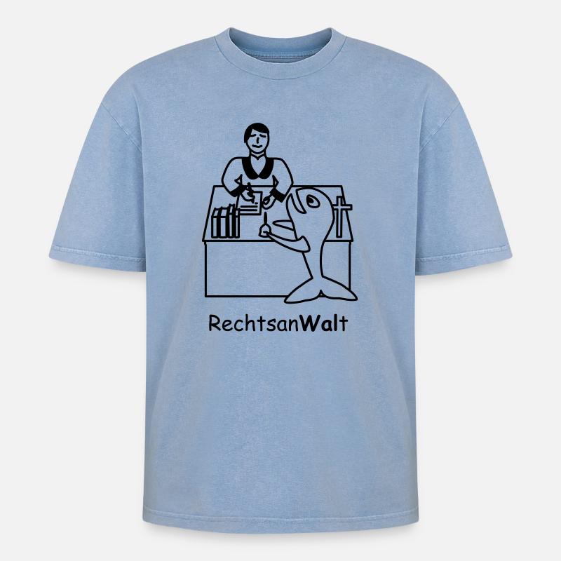 TIB_An-Wal-t - Oversized Unisex Premium Acid-Washed T-Shirt - Blau Acid Wash