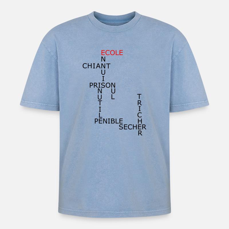 Mots fléchés - T-shirt Premium unisexe oversize acid-washed - bleu délavé acide