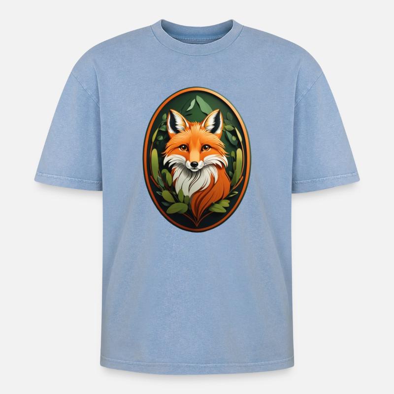 Rotfuchs - Oversized Unisex Premium Acid-Washed T-Shirt - Blau Acid Wash