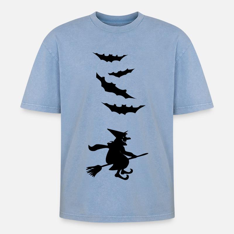 Sorcière - T-shirt Premium unisexe oversize acid-washed - bleu délavé acide