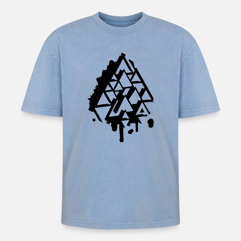 abstract Graffiti Triangle - Oversized Unisex Premium Acid-Washed T-Shirt - acid washed blue