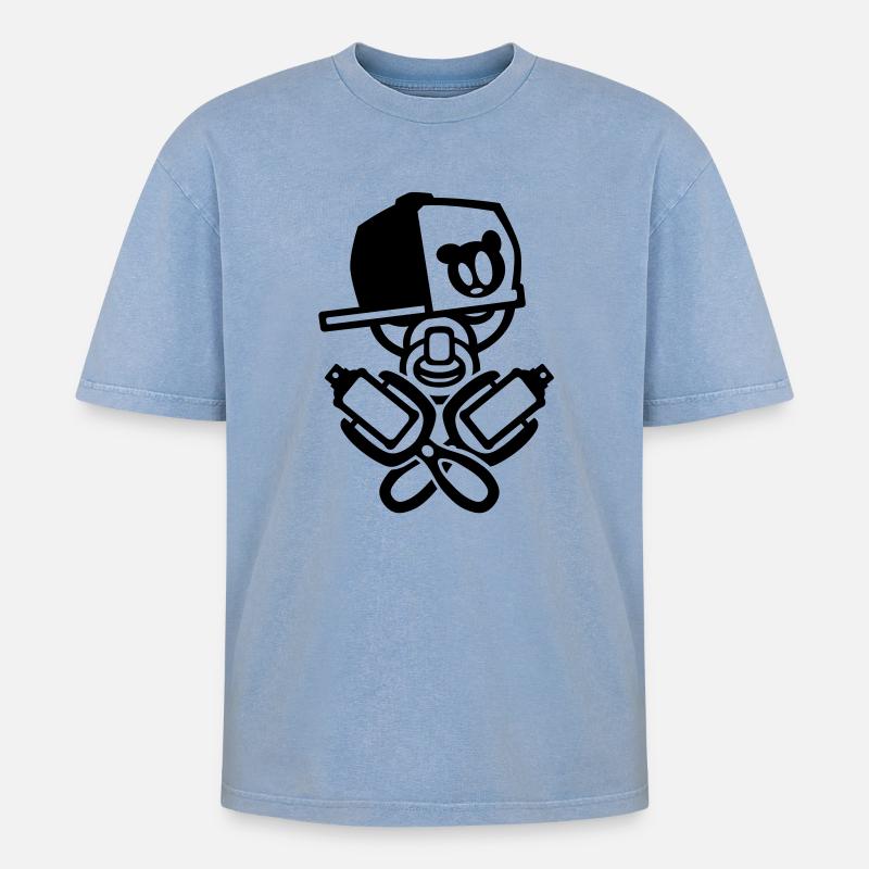 baby graffiti - Oversized Unisex Premium Acid-Washed T-Shirt - Blau Acid Wash