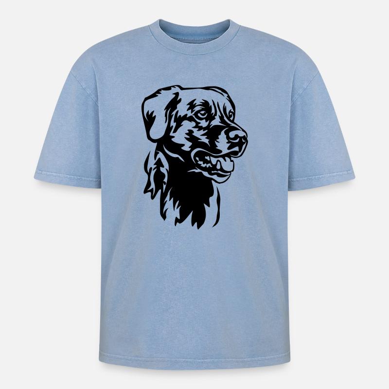 Labrador Kopf - Oversized Unisex Premium Acid-Washed T-Shirt - Blau Acid Wash