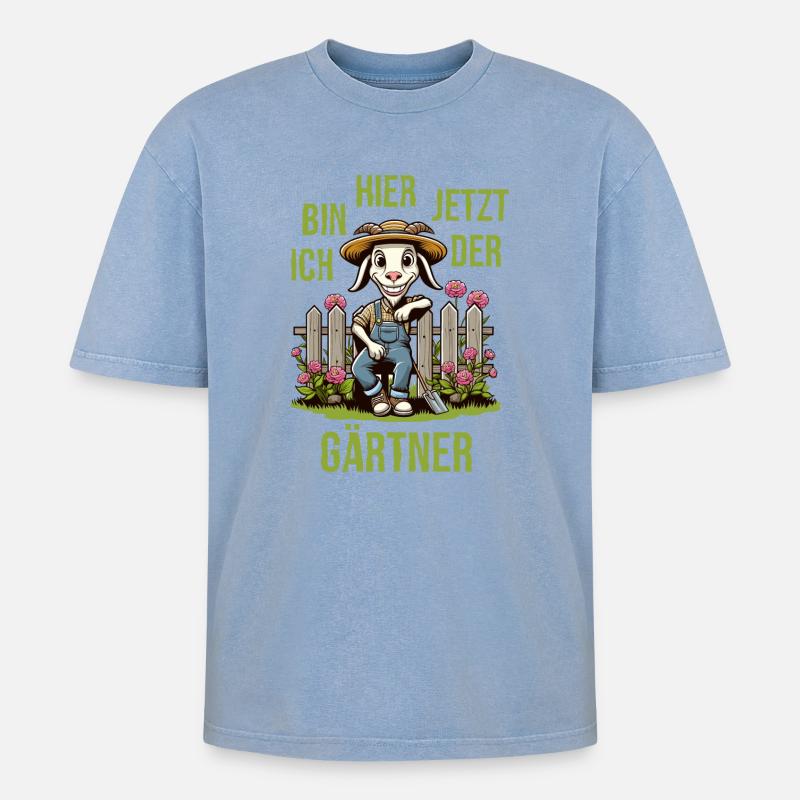 Den Bock zum Gärtner machen - Oversized Unisex Premium Acid-Washed T-Shirt - Blau Acid Wash