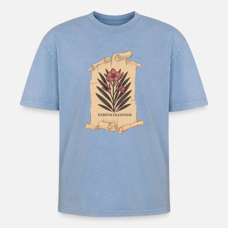 Nerium oleander – Deadly elegance - Oversized Unisex Premium Acid-Washed T-Shirt - acid washed blue