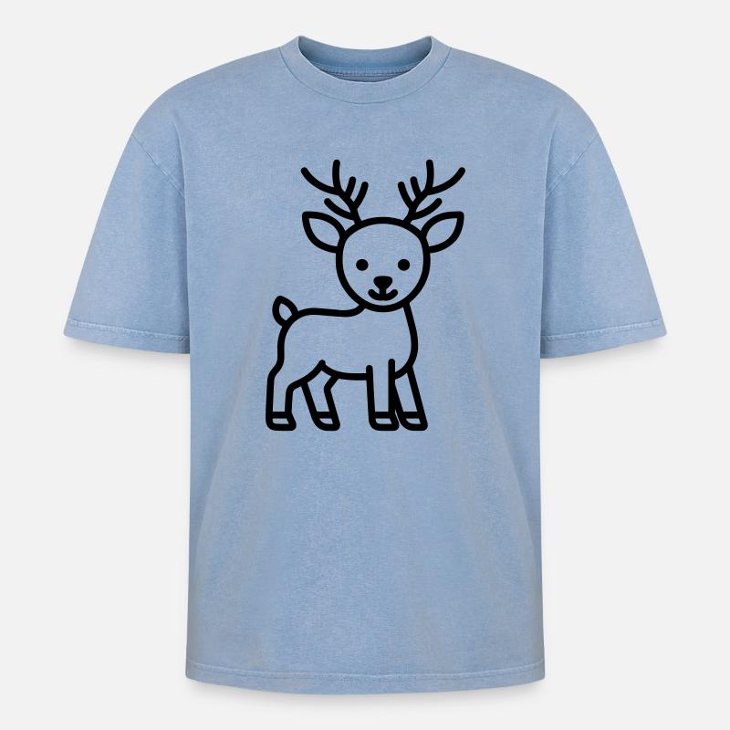 cerf - T-shirt Premium unisexe oversize acid-washed - bleu délavé acide